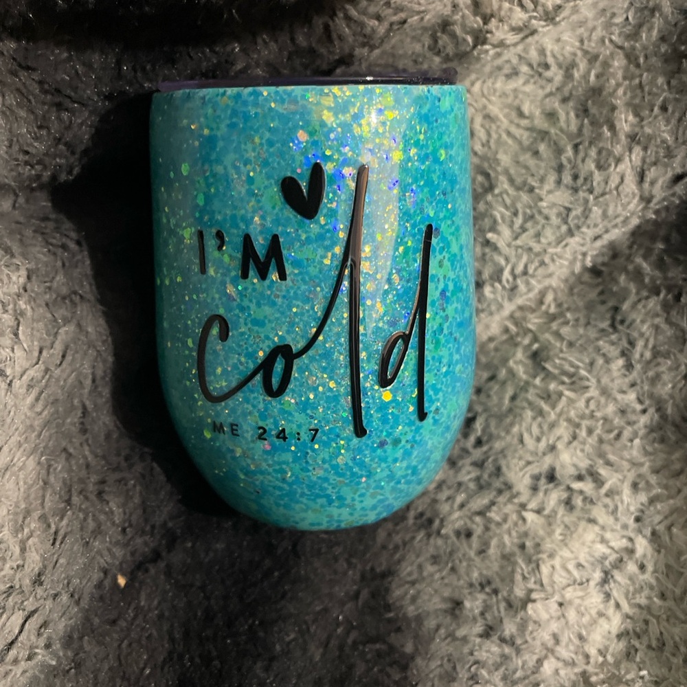 Glittery Blue Insulated Tumbler